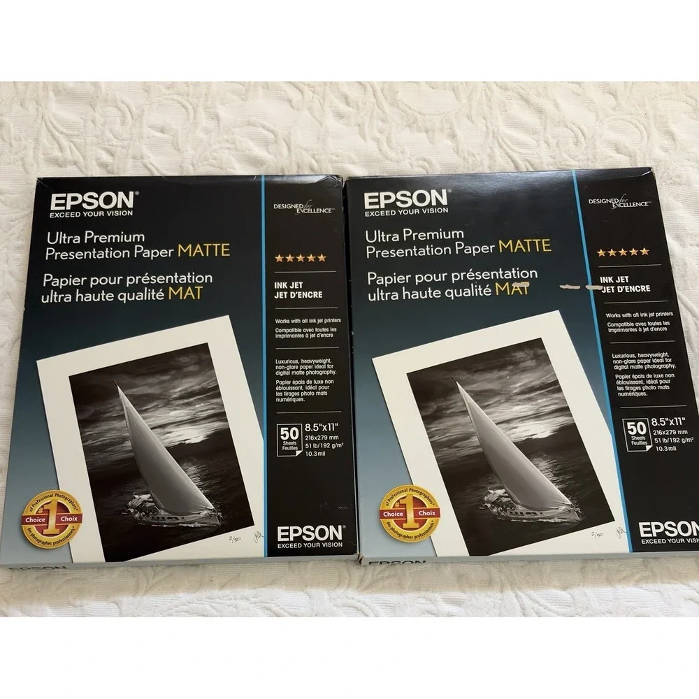 Lot Of 2 Epson Ultra Premium Presentation Paper Matte 8.5x11 50 Sheets READ